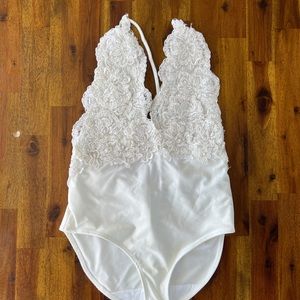Michael Costello X Revolve body Suite white lace